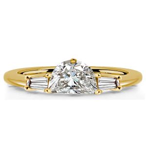 Italo Half Moon Ring 3 Stone Engagement Ring For Women