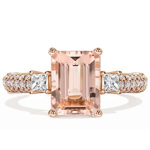 Italo Rose Gold Morganite Ring Emerald Cut Promise Ring
