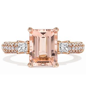 Italo Rose Gold Morganite Ring Emerald Cut Promise Ring