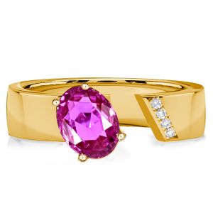 Italo Pink Ring Oval Cut Open Engagement Ring For Women
