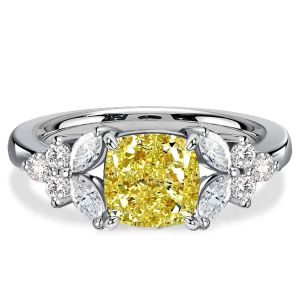 Italo Unique Yellow Topaz Cushion Cut Engagement Ring