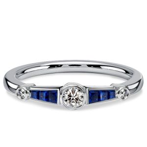 Italo Blue Sapphire Ring Bezel Setting Vintage Wedding Rings For Women Promise Ring