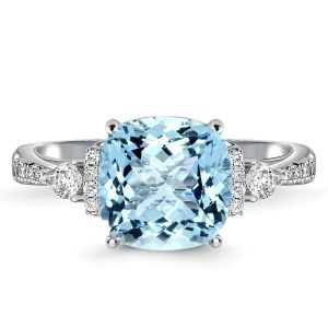 Italo Cushion Cut Aquamarine Ring Sterling Silver Rings Women