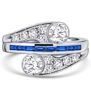 Italo Crossover Unique Engagement Rings Blue Sapphire Ring