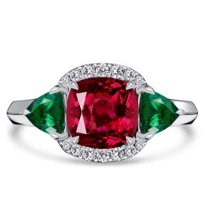 Italo Ruby Rings Cuhsion Cut Unique Engagement Rings