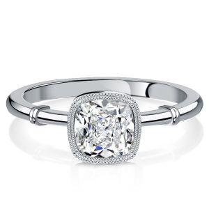 Italo Milgrain Bezel Cushion Cut Engagement Ring Promise Ring