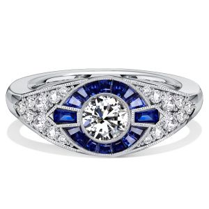 Italo Vintage Blue Sapphire Ring Wedding Rings Art Deco Jewelry