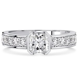 Italo Princess Cut White Sapphire Engagement Rings Wedding Rings