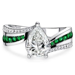 Italo Bypass Emerald Sapphire Ring Pear Shaped Engagement Ring