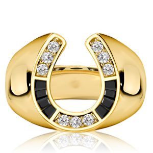 Italo Golden Horseshoe Ring Black Sapphire Rings For Women