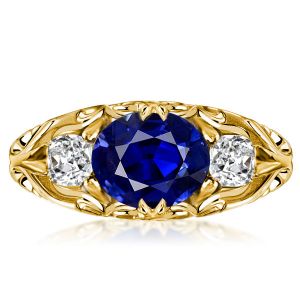 Italo Oval Cut Vintage Wedding Rings Blue Sapphire Rings For Women