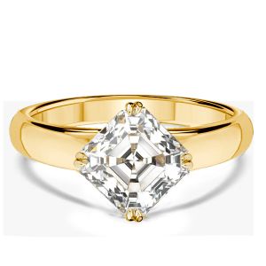 Italo East West Asscher Cut White Sapphire Engagement Rings