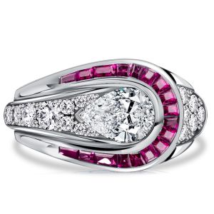 Italo Art Deco Rings Pear Shaped Ruby Rings
