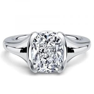 Italo Half-bezel White Sapphire Cushion Cut Engagement Rings