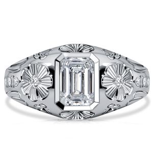 Italo Vintage Emerald Cut White Sapphire Engagement Rings Cocktail Rings