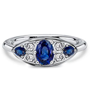 Italo Oval Cut Blue Saphire Rings Vintage Wedding Rings
