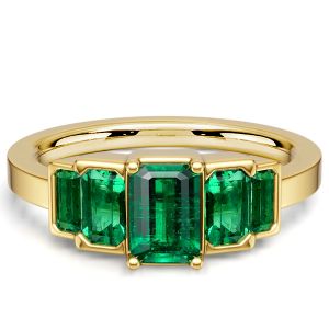 Italo 5 Stone Emerald Cut Emerald Green Engagement Rings