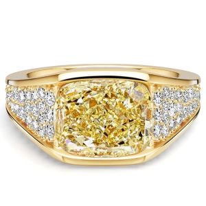 Italo East-west Elongated Yellow Topaz Cushion Cut Engagement Rings