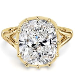 Italo Multi Prong Split Shank Elongated 5.5 Carat Cushion Cut Engagement Ring