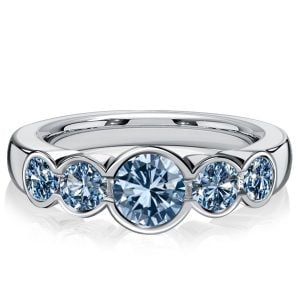 Italo Bezel Set Five Stone Blue Topaz Engagement Ring Promise Ring