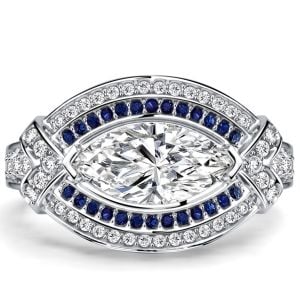 Italo Bezel-set White Sapphire Marquise Cut Vintage Engagement Ring For Women