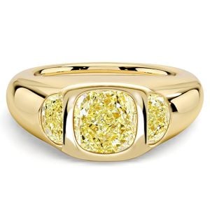 Italo 2 Carat Cushion Cut Yellow Topaz Three Stone Engagement Ring For Women