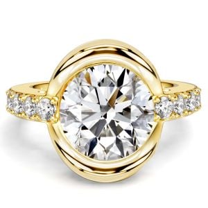 Italo Half Bezel Side Stone Round Cut Engagement Ring For Women