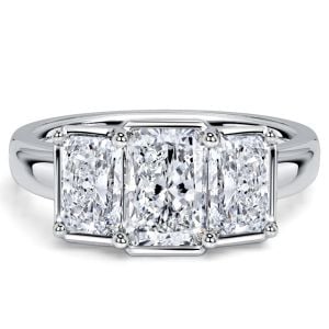 Italo Bezel Setting Radiant Cut Three Stone Engagement Ring For Women