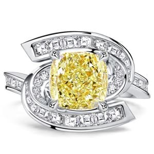 Italo Infinity Yellow Topaz 3 Carat Cushion Cut Unique Engagement Ring