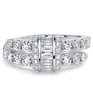 Italo White Sapphire Baguette & Round Cut Unique Engagement Ring For Women