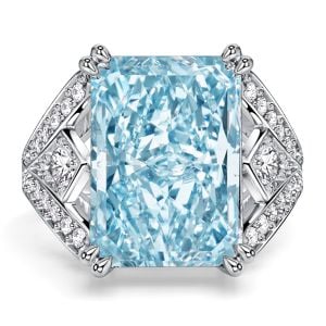 Italo Split Shank Radiant Cut Aquamarine Engagement Ring For Women