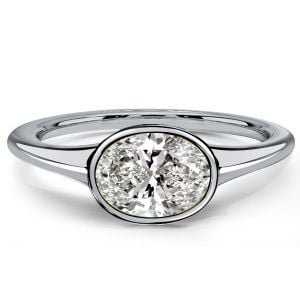 Italo East West Bezel Setting Oval Cut Engagement Ring For Women