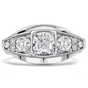 Italo Side Stone Cushion Cut Vintage Engagement Ring For Women