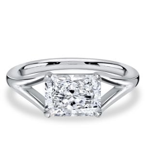 Italo Split Shank Radiant Cut White Sapphire Engagement Ring For Women
