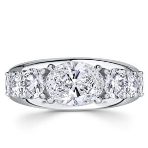 Italo Five Stone White Sapphire Oval Cut Engagement Ring For Women