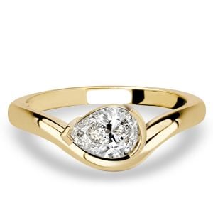 Italo East West Half Bezel Pear Cut Engagement Ring For Women