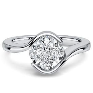 Italo East-west Half Bezel 2 Carat Cushion Cut Engagement Ring For Women