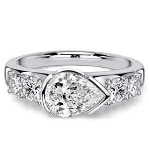 Italo East-west Half Bezel Pear Cut Five Stone Engagement Ring For Women