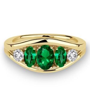 Italo Five Stone Emerald Sapphire Oval Cut Engagement Ring For Women