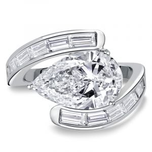 Italo Bypass Channel Set Pear Cut Unique Engagement Ring For Women
