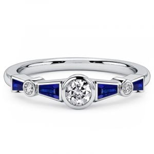 Italo Bezel Setting Blue Sapphire Engagement Ring For Women Promise Ring