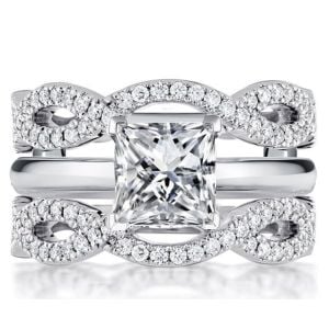 Italo Twist Princess Cut Bridal Set 3PC Wedding Set For Women