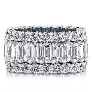 Round And Emerald Cut Wedding Band