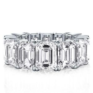 Italo Emerald Cut Eternity Wedding Band For Women In Silver