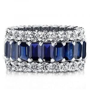 Italo Blue Sapphire Eternity Wedding Band For Women Anniversary Ring