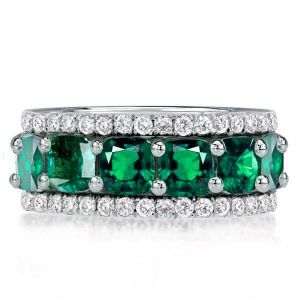 Cushion Cut Green Sapphire Band