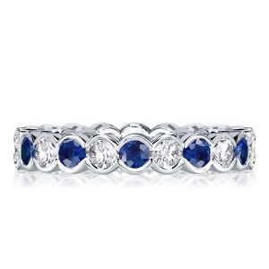 Alternating White & Blue Sapphire Eternity Wedding Band