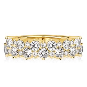 Italo Golden Double Row Round Cut Half Eternity Wedding Band