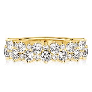 Italo Golden Double Row Round Cut Half Eternity Wedding Band