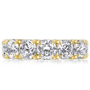 Italo Golden Cushion Cut Eternity Wedding Band Promise Ring